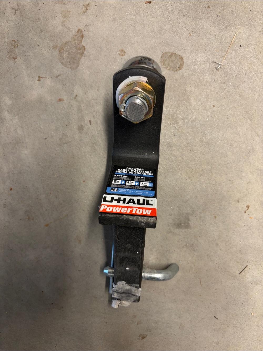 U-Haul PowerTow drawbar label